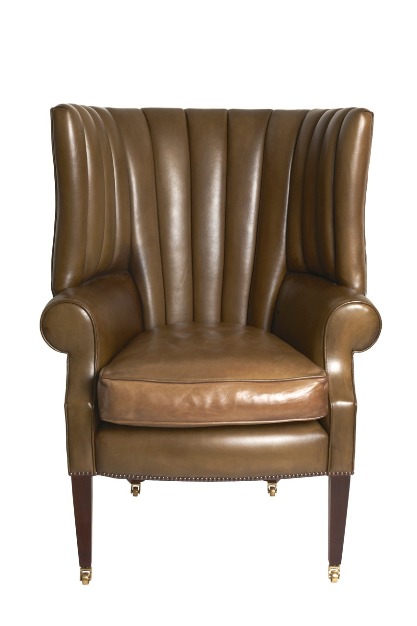 Leather Chairs of Bath Olive Green Fluted Leather Library